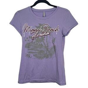 HelloWin Purple Miami Beach Short Sleeve Florida T Shirt Tee Large